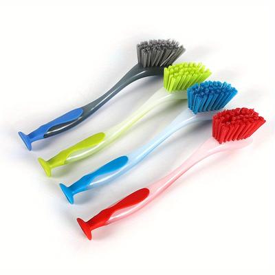 Pot Cleaning Brush Vertical Multifunction Kitchen Suction Cup Type Sink Cleaning Scrub Brush Long Handle