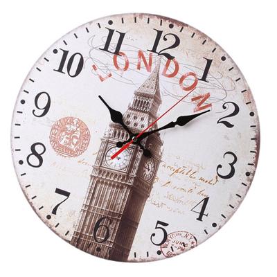 Vintages europäischen Stile Runde Wanduhr Silents Bewegung Home Dekoration