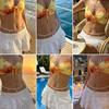 Bohemian Conch Beaded Waist Chain for Women Double Layer Imitation Pearl Starfish Shell Pendant Belly Chain Beach Bikini Jewelry
