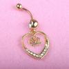 1Pc Hollow Love Heart Crown Rhinestone Bar Belly Button Body Piercing Navel Ring