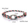 Handmade Ethnic String Bracelet For Men Sliding Adjustable Nautical Wrap Braslet With Stainless Steel Outdoor Cycling Braclet