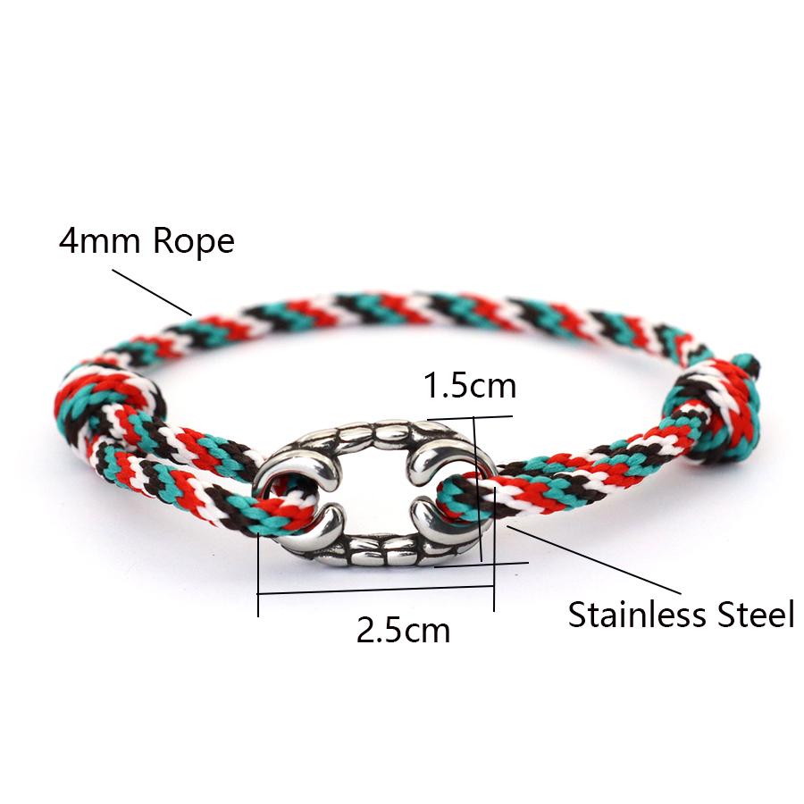Handmade Ethnic String Bracelet For Men Sliding Adjustable Nautical Wrap Braslet With Stainless Steel Outdoor Cycling Braclet