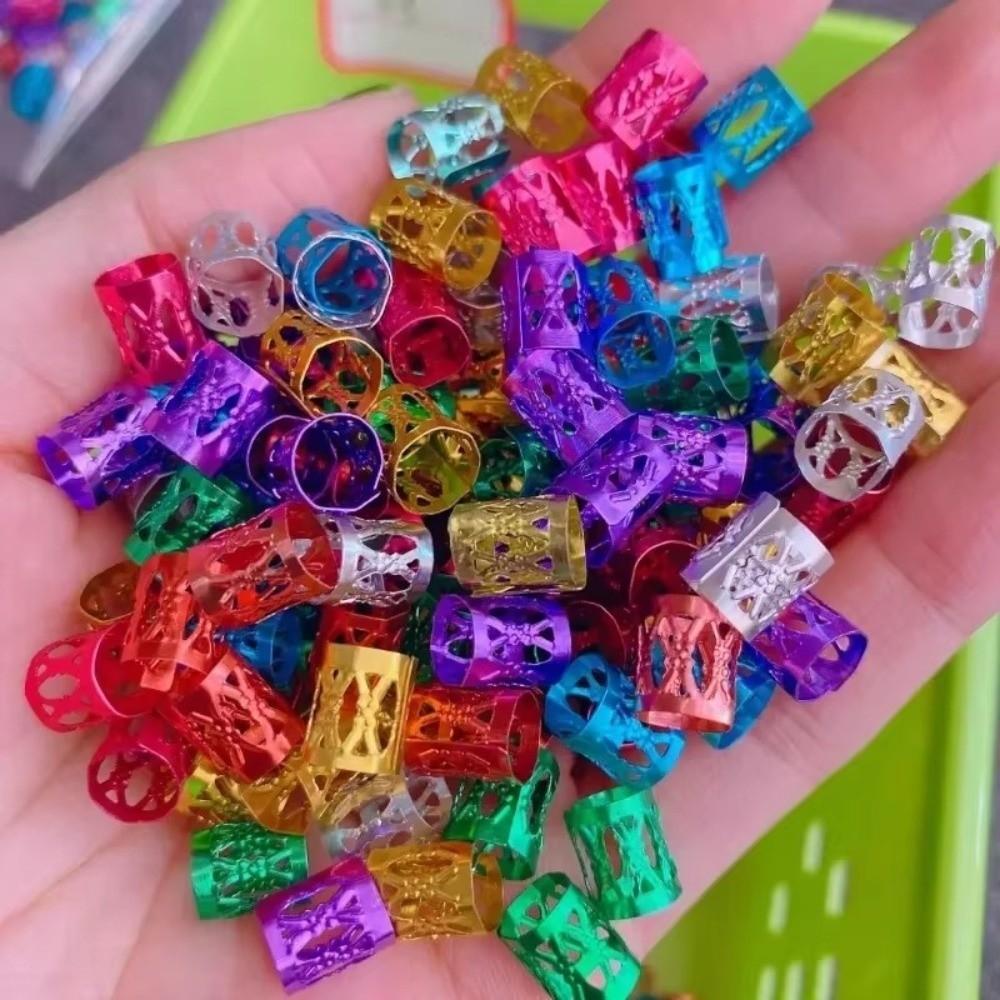 100PCS Aluminum Dreadlock Hair Rings Multicolor Adjustable Hair Cuffs Hair Decoration