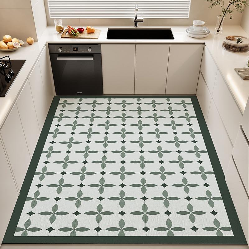 Kitchen Floor Mats Large Area Plaid Carpet Waterproof Oil-proof Rug Pvc Leather Non-slip Foot Mat Home Decoration Rugs Alfombrar
