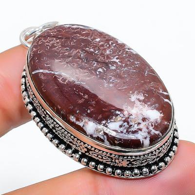 Natural Cappuccino Jasper 925 Sterling Silver Jewelry Pendant 2.29" Z7u82