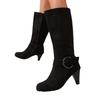 Autumn and winter boots, new mid-knee boots, suede high-heeled size 40-43 belt buckle short boots