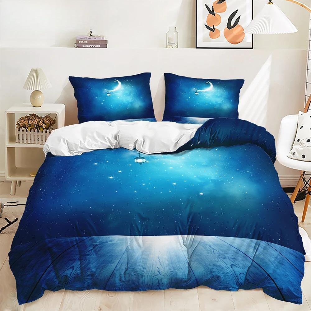 Stars And Moon Duvet Cover Twin King Muslim Ramadan Festival Bedding Set Microfiber Lamp Comforter Cover For Teen Adult Decor