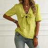 Women's Short-sleeved -color V-neck Stylish Top