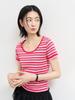 GENERALIDEA Multi-Stripe U-Neck Half Knit [Pink] / Wbe2L05542