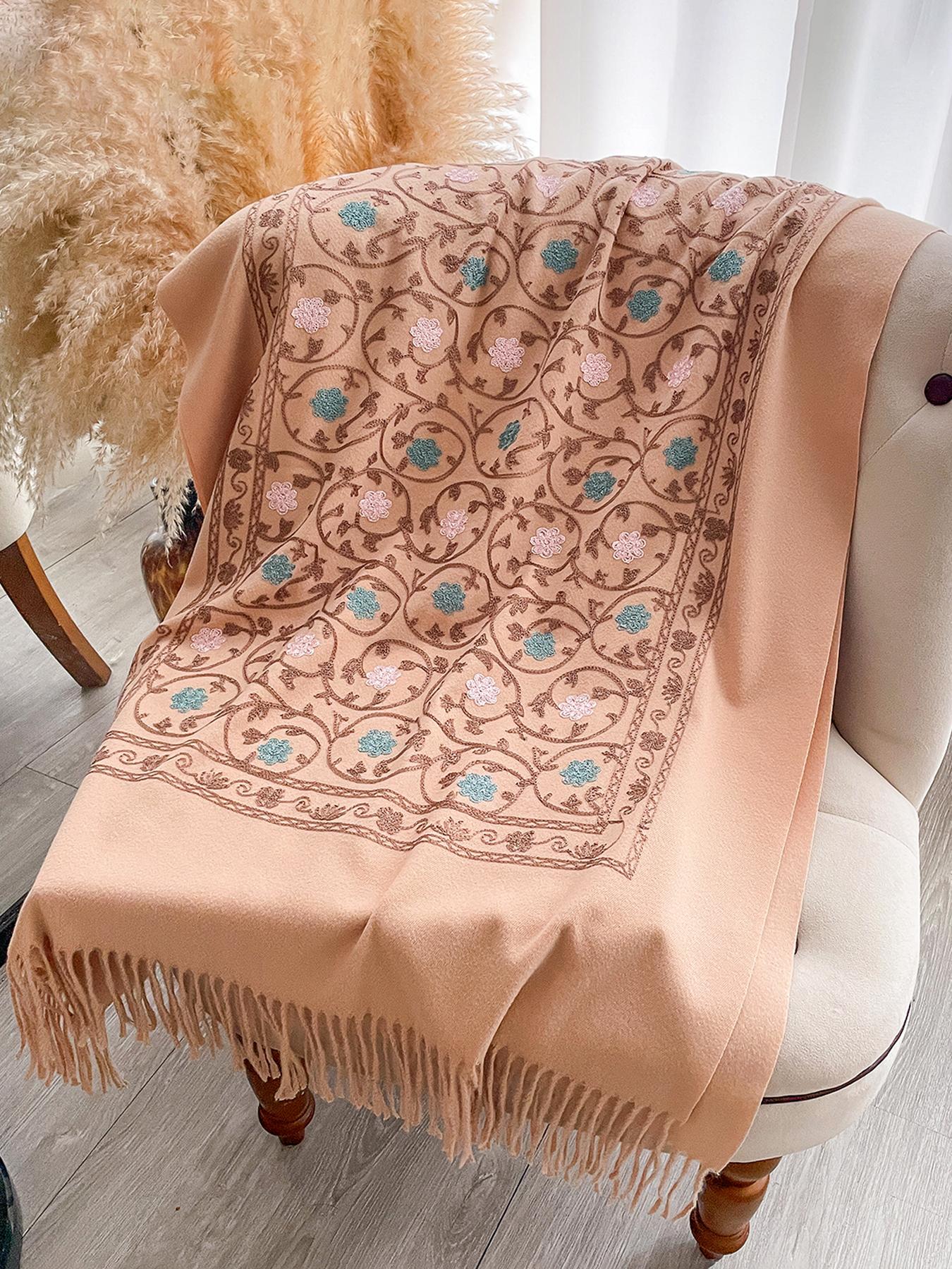 

New Embroidery Cashmere Scarf Women Winter Shawl Wraps Hijab Thick Blanket Ladies Long Pashmina Echarpe Neckerchief Bufanda
