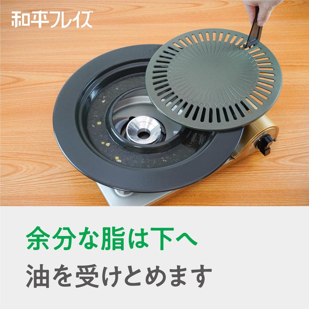 Wahei freiz 33.5cm Round Grilling Plate for Portable Gas Stoves, Fluororesin Coated, PFOA-Free, Taste Exploration: Korean Edition RB-2870