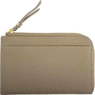 [RafiCaro] Mini-Portemonnaie, Etwas Größer, Mittleres Portemonnaie, L-förmiger Reißverschluss, Damen-Portemonnaie, Hintertasche, Echtes Leder, Großes Fassungsvermögen, Dünn, Greige