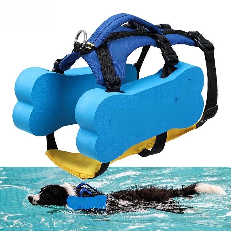 

2 in 1 Summer Dog Swimming Rescue Vest Harnesses Adjustable Dogs Life Saving Jacket Swim Chest Strap Walking Out Vest Harnesses S