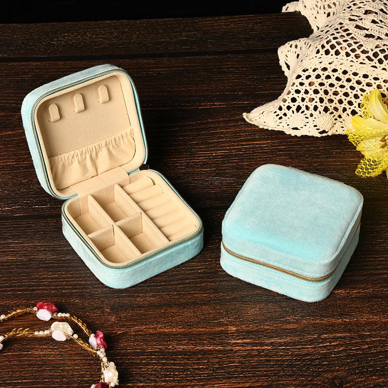 Elegant Velvet Jewelry Box with Mirror for Necklaces, Rings, and Earrings