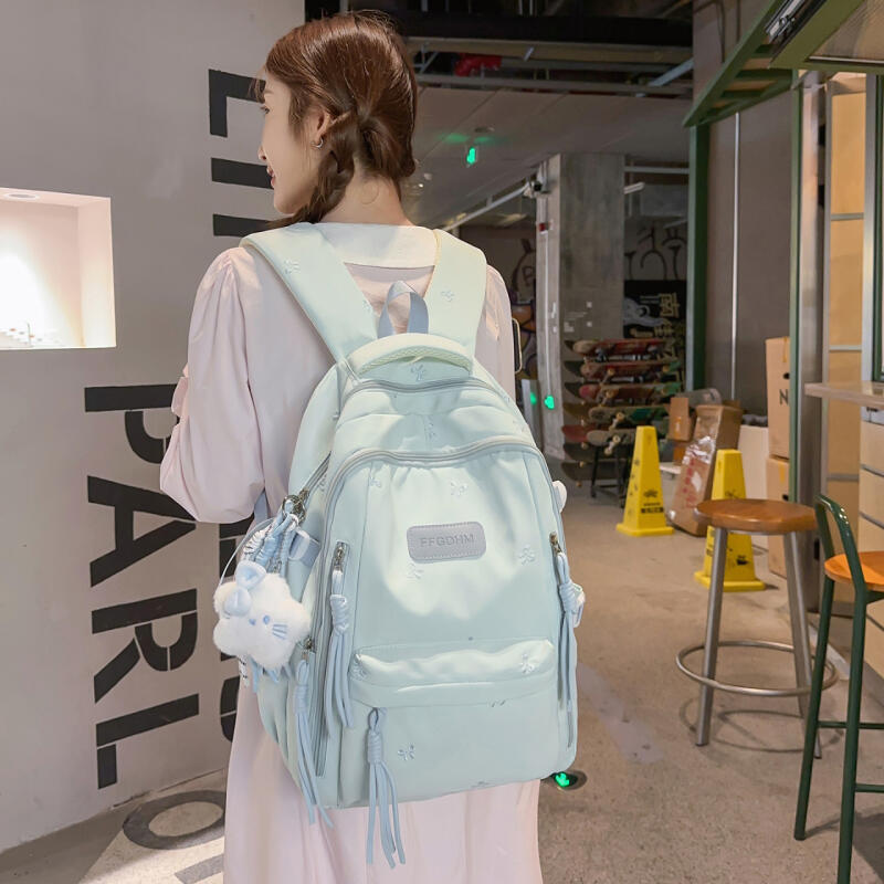 Women's Backpack Bow Embroidered Student Large Capacity Schoolbag