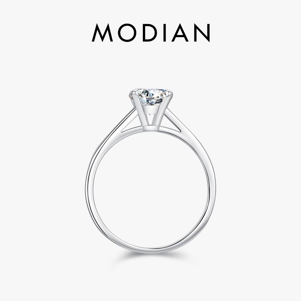 MODIAN 1ct D Kleur Ronde Hoge Kwaliteit Moissanite Ring Voor Vrouwen 925 Sterling Zilver Romantische Bruiloft Verlovingsband Sieraden