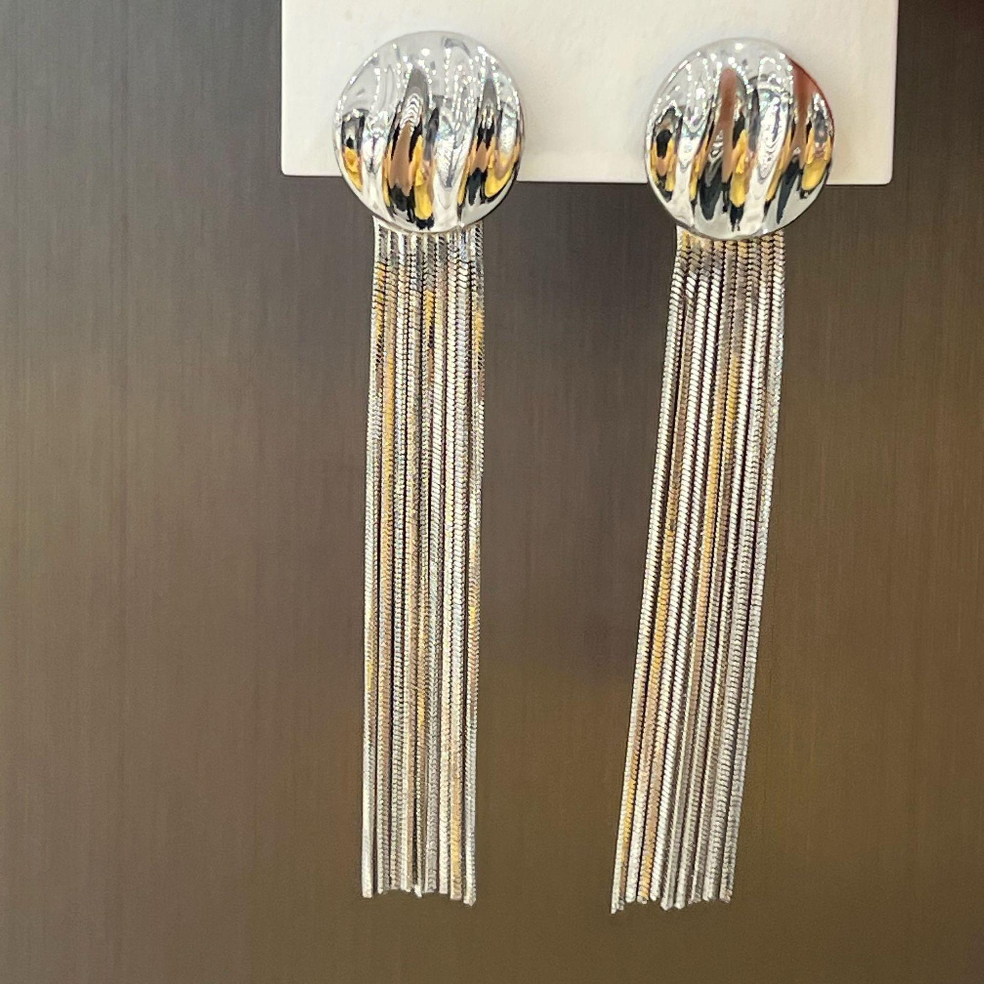 

Преувеличенные серьги с длинной бахромой, уникальные серьги-диски с плиссировкой, серьги класса люкс