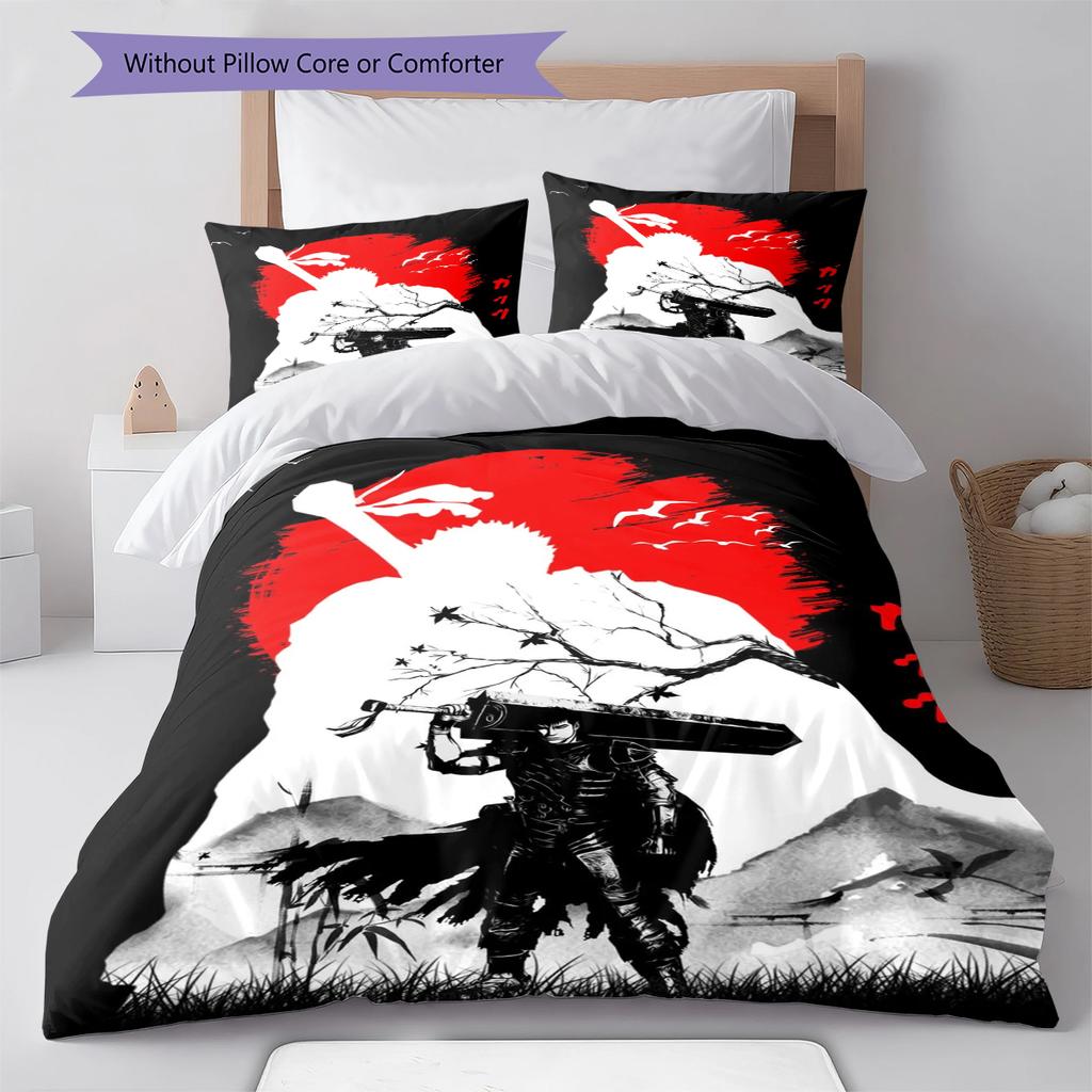 Juego de Ropa de Cama con Estampado de Dibujos Animados Colcha Funda de Colcha Funda de Almohada Decoración del Hogar Regalo de Cumpleaños (1 * funda nórdica + 2 * fundas de almohada, sin núcleo)
