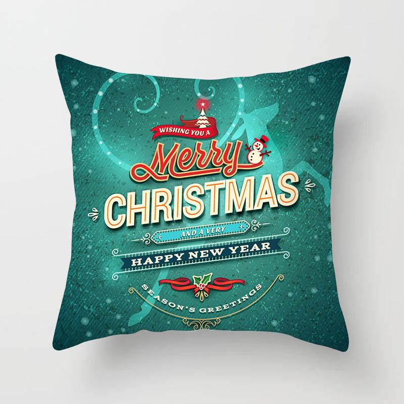 Frohe Weihnachten Santa Elch Druckmuster Kissenbezug Heim Wohnzimmer Sofa Dekoration Quadratischer Polyester Kissen Kissenbezug