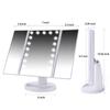 LED Desktop Folding Vanity Mirror with 2X/3X Magnification, Dual Power, Touch Dimming, Tri-Fold Design