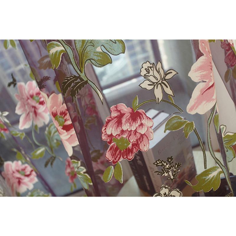 Peony Curtain Hanging 100x200cm Sheer Voile Door Window Room Divider Elegant Valance For Living Room Bedroom Luxury Home Decor Upgrade High Quality