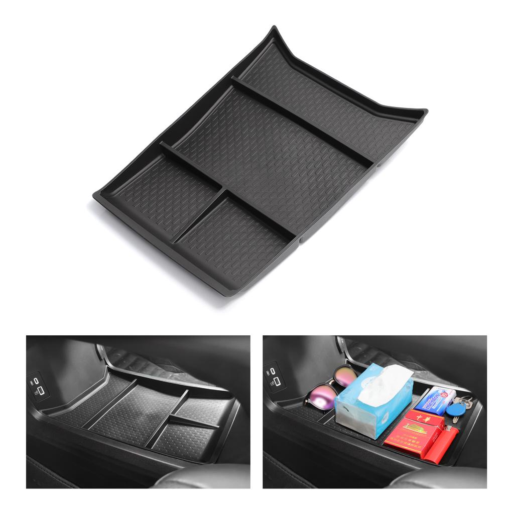 for Chery Tiggo 9 2024 2025 Center Console Lower Storage Box Car Tray TPE Organizers Accessories Tidying Black