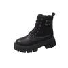 Fashion Block Heel Platform Single Boots Women's Autumn New Versatile Round Toe Front Lace-up British Style Small Booties