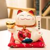 6 Inch Fortune Cat with Waving Arm Ceramic ManekI Neko Feng Shui Ornament Lucky Cat for Shops, Restaurants and Home Deoration