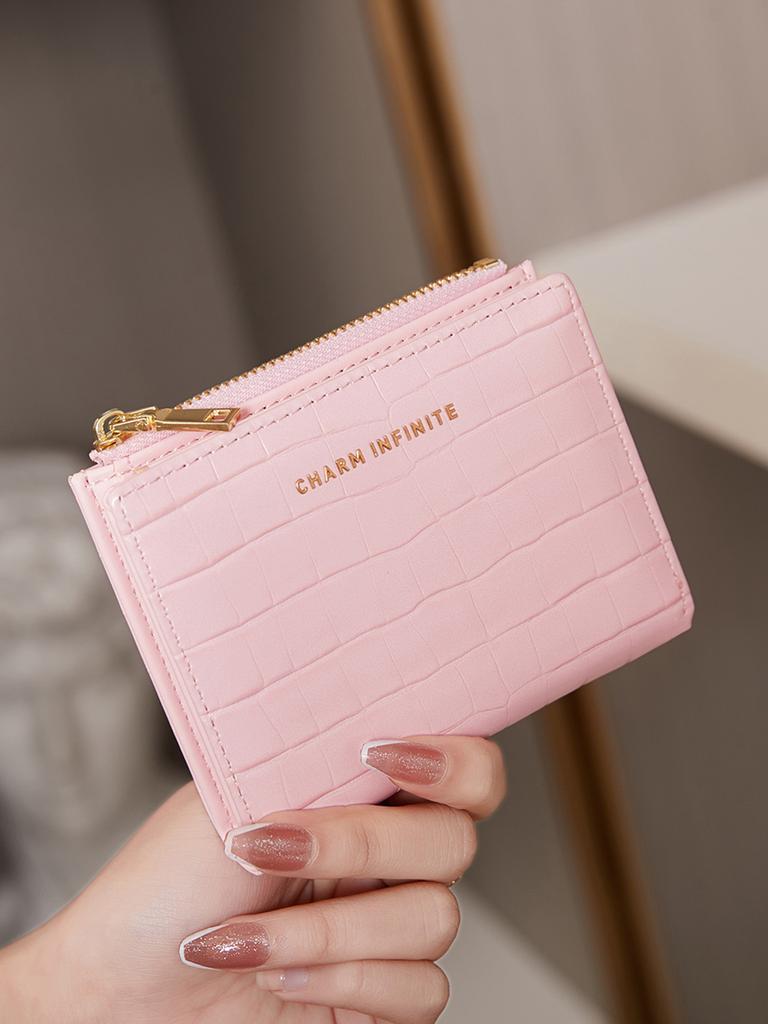 Minimalistisk Damplånbok PU-läder Vikbar Kortplats Pengapåse Mode ID-fönster Visitkortshållare KrokodilmönsterNollPlånbok