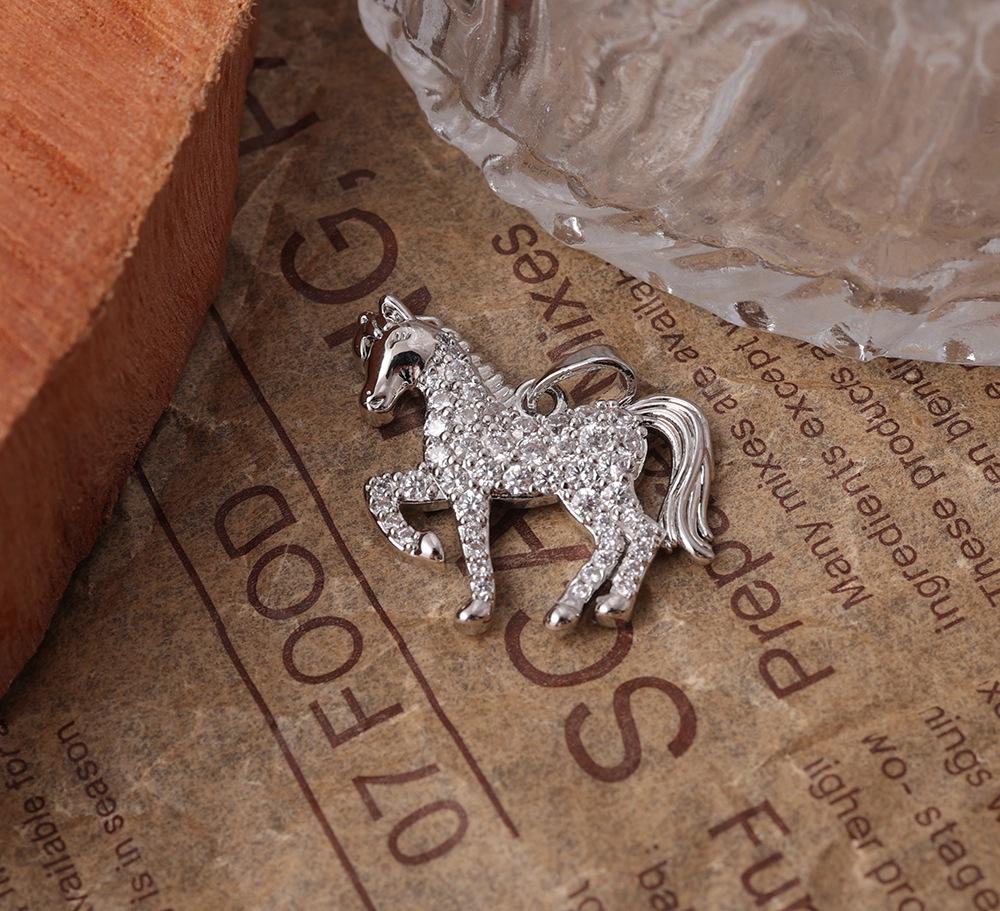 3D Sparkling Diamond Horse Pendant - Gold & Silver Zodiac Animal DIY Jewelry Accessory