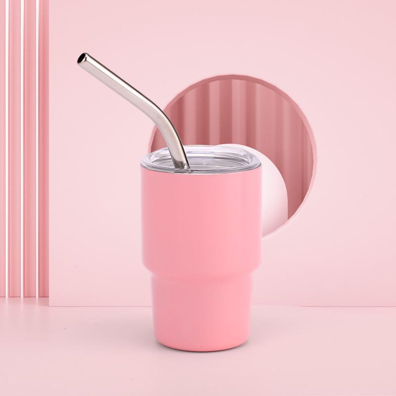 1pcs Tumbler Design Shot Cups 3oz Stainless Steel Shot Glass With Lid And Straw Insulated Drinking Cup For Bar Pub Club Restaurant Home Use Drinkware