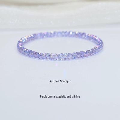 Genuine Austrian Crystal Bracelet for Women - Pink & Purple Gemstone Beaded, Fashionably Textured, Sweet & Extremely Sparkly.