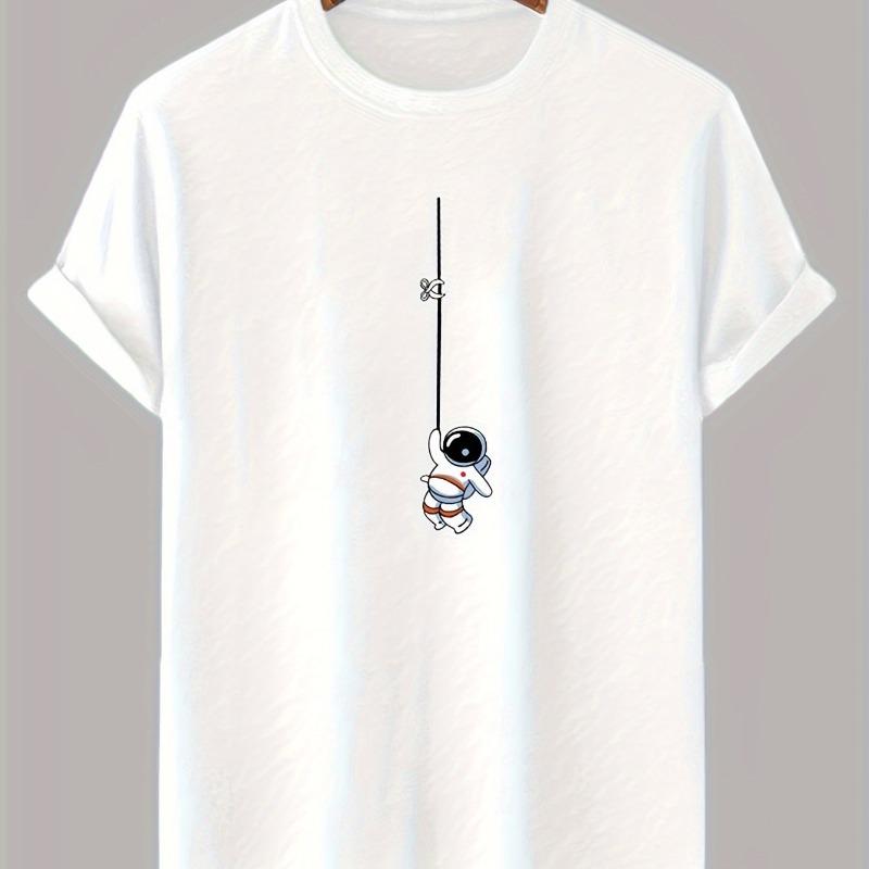 Men's Astronaut Printed Men T-shirt Summer New Casual Short Sleeved Round Neck Cotton T-shirt Fashionable Loose Couple T-shirt