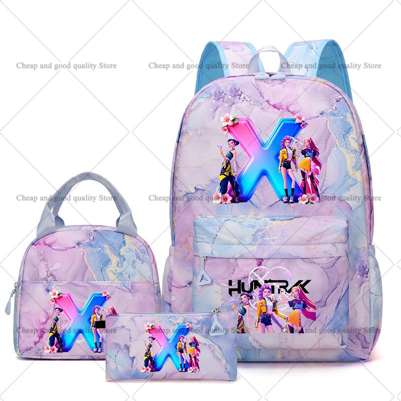 3PCS KPop Demon Hunters Backpack Lunch Bag Set School Bag Pencil Case Girl Back To School Perfect Gift Leisure Mochila Teens Travel Bags