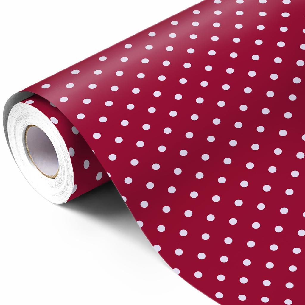 Gift Wrapping Roll, Red Polka Dot, 17 Inches Wide by 32.8 Feet Long