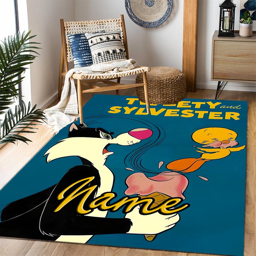 Looney Bold Bugs Bunny Artwork Customizable Name Floor Rug Office Rug Design for Bedrooms Living Rooms Playrooms Game Room Anti-slip Rug Anime Office