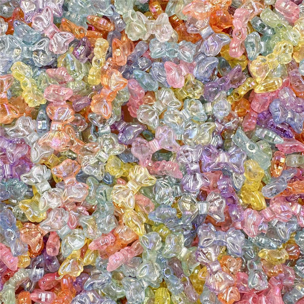 Mobile Phone Chain Material Making DIY Transparent AB 8.7*14.7mm 30pcs Creative Beads Shiny Jewelry Accessories Small Bowknot Decorative  Accessories