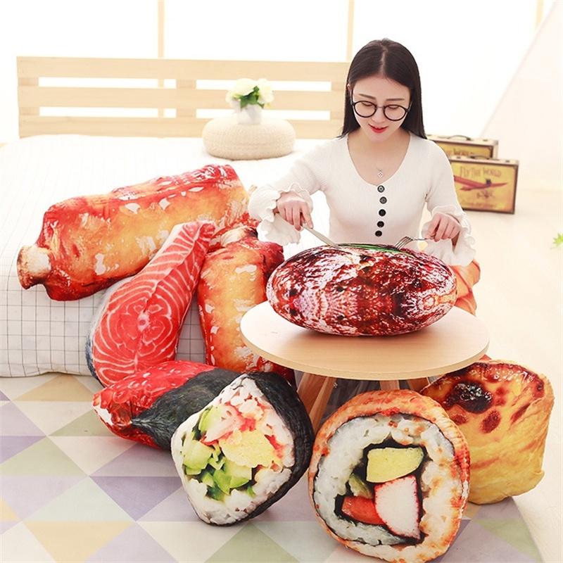 Cute Cartoon Style Sushi Egg Tart Plush Pillow Perfect Christmas Gift