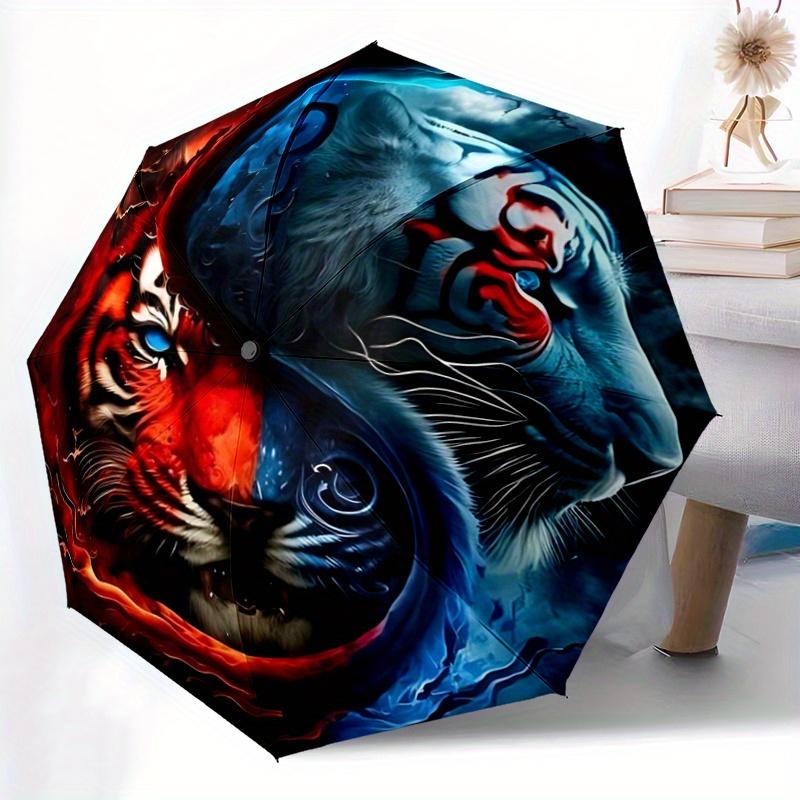 1 Stück Yin Yang Tiger Automatischer Öffnungs-/Schließschirm,Kompakter Schirm für Männer & Frauen Tagesgeschenk.C091