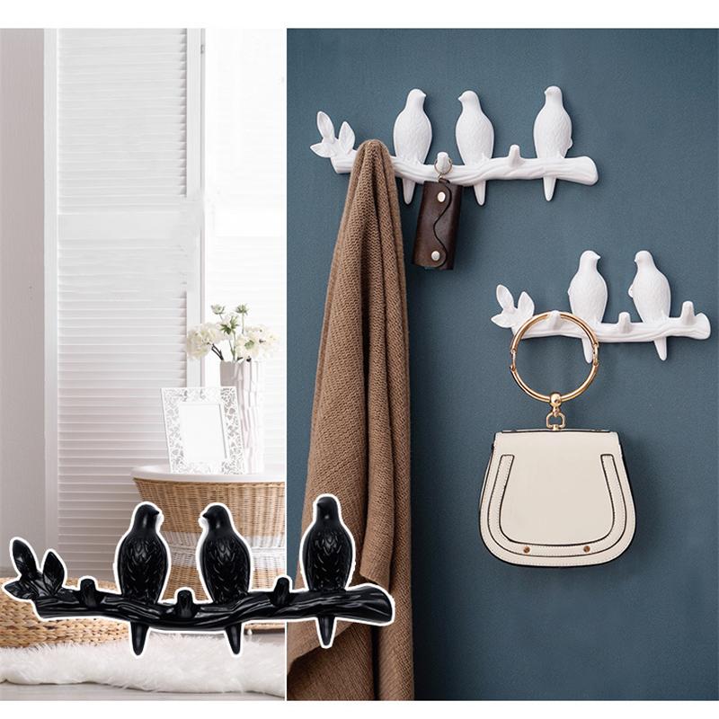 Resin Bird Hanger Wall Decoration Coat Handbag Key Holder Adhesive Hook Living Room Bedroom Hanging Rack Home Decor