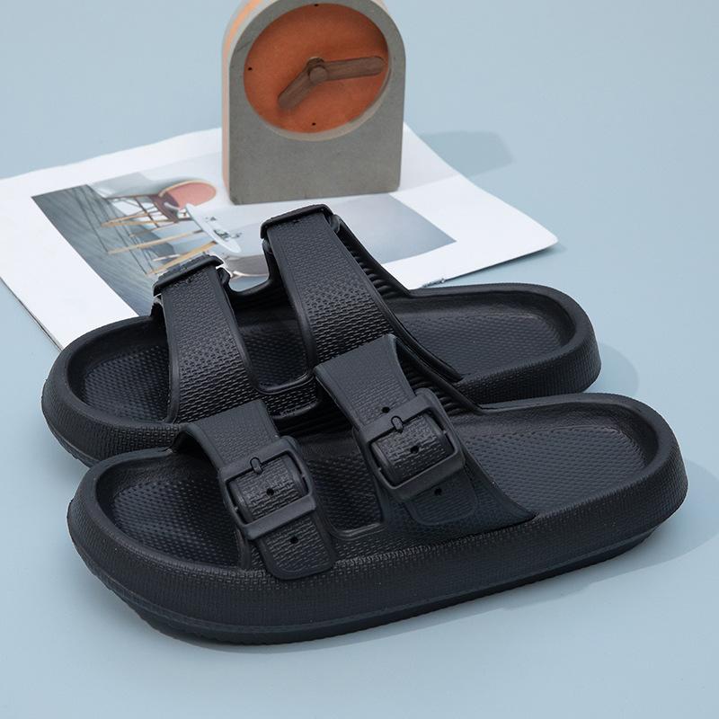 

2025 Летние Унисекс EVA Сандалии-слайды с двойной пряжкой Пляжные Повседневные Комфорт как на облаке Классические Женские Мужские Шлепанцы 36-37 чёрный