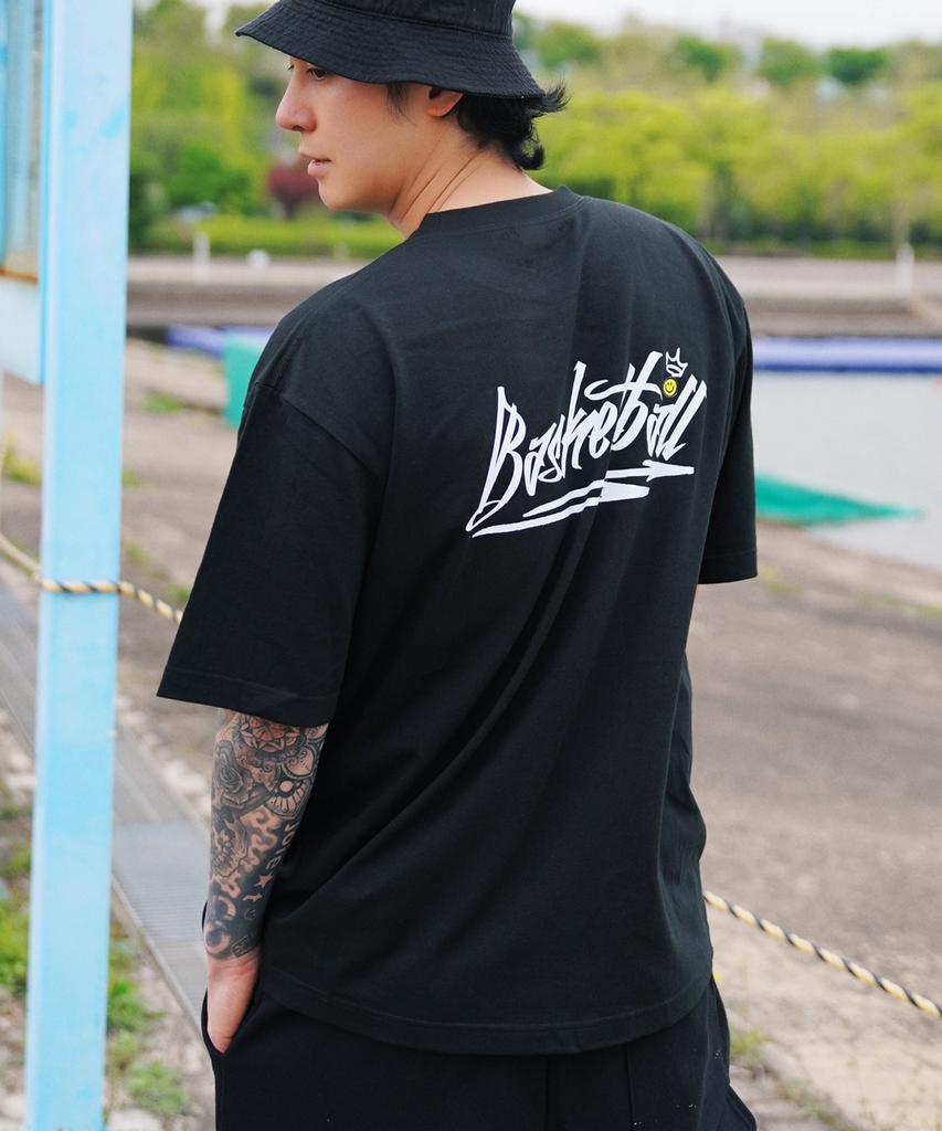 CREAM SODA LAB Basketball Short Sleeve T-Shirt Oversized Black White