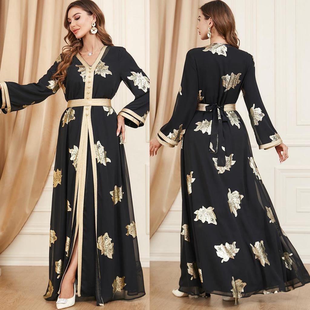 3371 Middle Eastern Spring Fashion Muslim Women's Abaya Two-Piece Dress