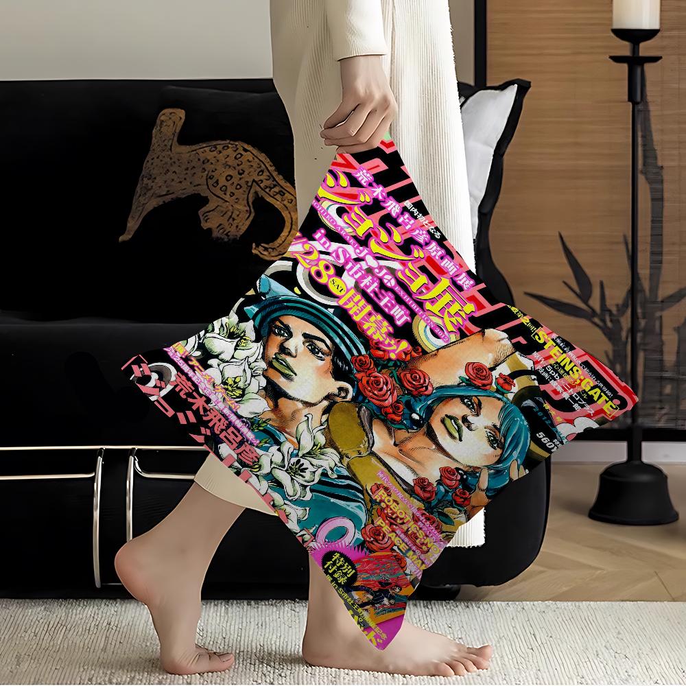 1PC Anime JoJos Bizarre Adventure JOJO Cushion Cover Car Throw Pillow Case For Sofa Car Christmas Gift 40x40cm 45x45cm