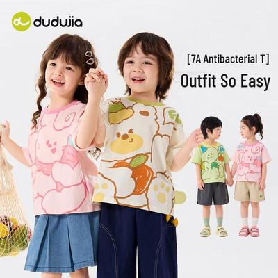 Kinder 7A Antibakterielles Cartoon Kurzarm-T-Shirt