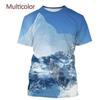 Men's 3D Printed Street Fashion T-Shirt Snow Mountain Scenery Print Short Sleeve O-Neck Pullover casual top
