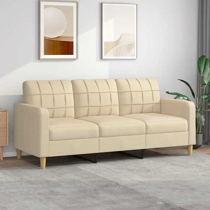 VidaXL 3-seater Sofa Cream 180 Cm Fabric, Sofa, Living Room Sofa, Three-seater Sofa, Upholstered Sofa, Seats of 359101