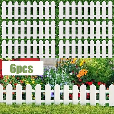 6pcs Garden Fence with 12 Ground Sockets - Decorative Garden Edge, Lawn Edge and Flower Bed Barrier - Ideal Choice for Wedding and Home Decoration
