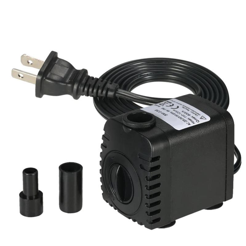 Classic 600L/H 8W Submersible Water Pump for Aquarium Tabletop Fountains Pond Water Gardens and Hydroponic Systems with 2 Nozzles AC110V
