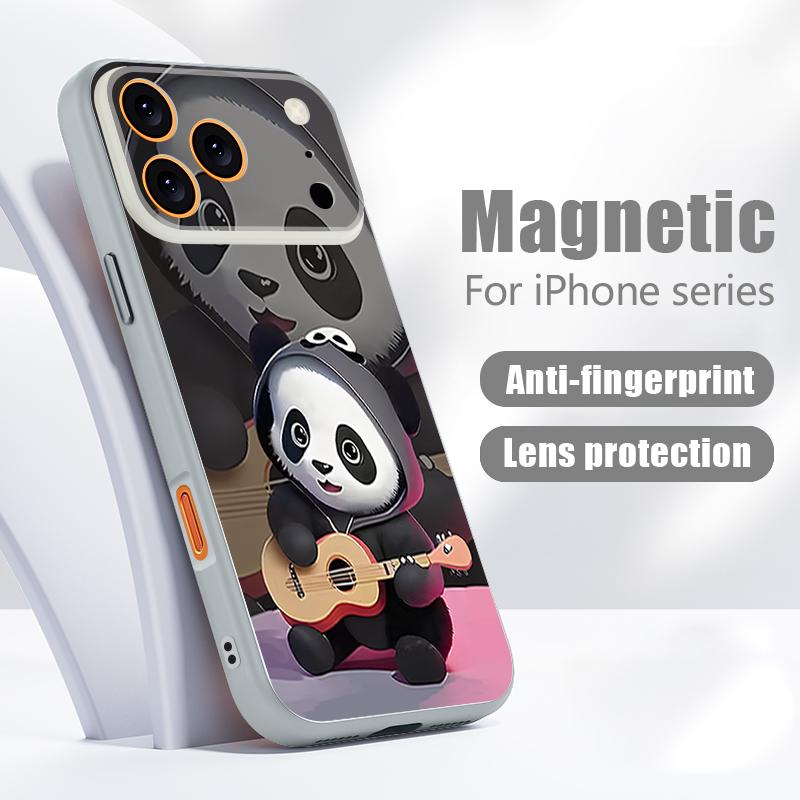 Guitar-playing Panda Case For iPhone 17 Pro Max Magnetic For Magsafe Skin Feeling Cover For iPhone 16 15 14 13 Pro Max